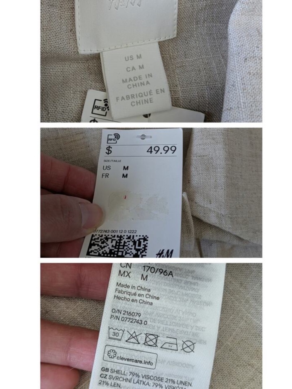 H&M • Stylish Linen Look Belted Utility Jacket - Beige - Picture 6 of 11